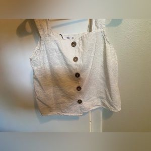 Mango White button down crop top with embroidery